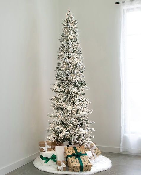 7.5' Indoor LED Flocked Alpine Fir Christmas Tree - Warm White