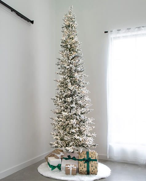 9' Indoor LED Flocked Alpine Fir Christmas Tree - Warm White