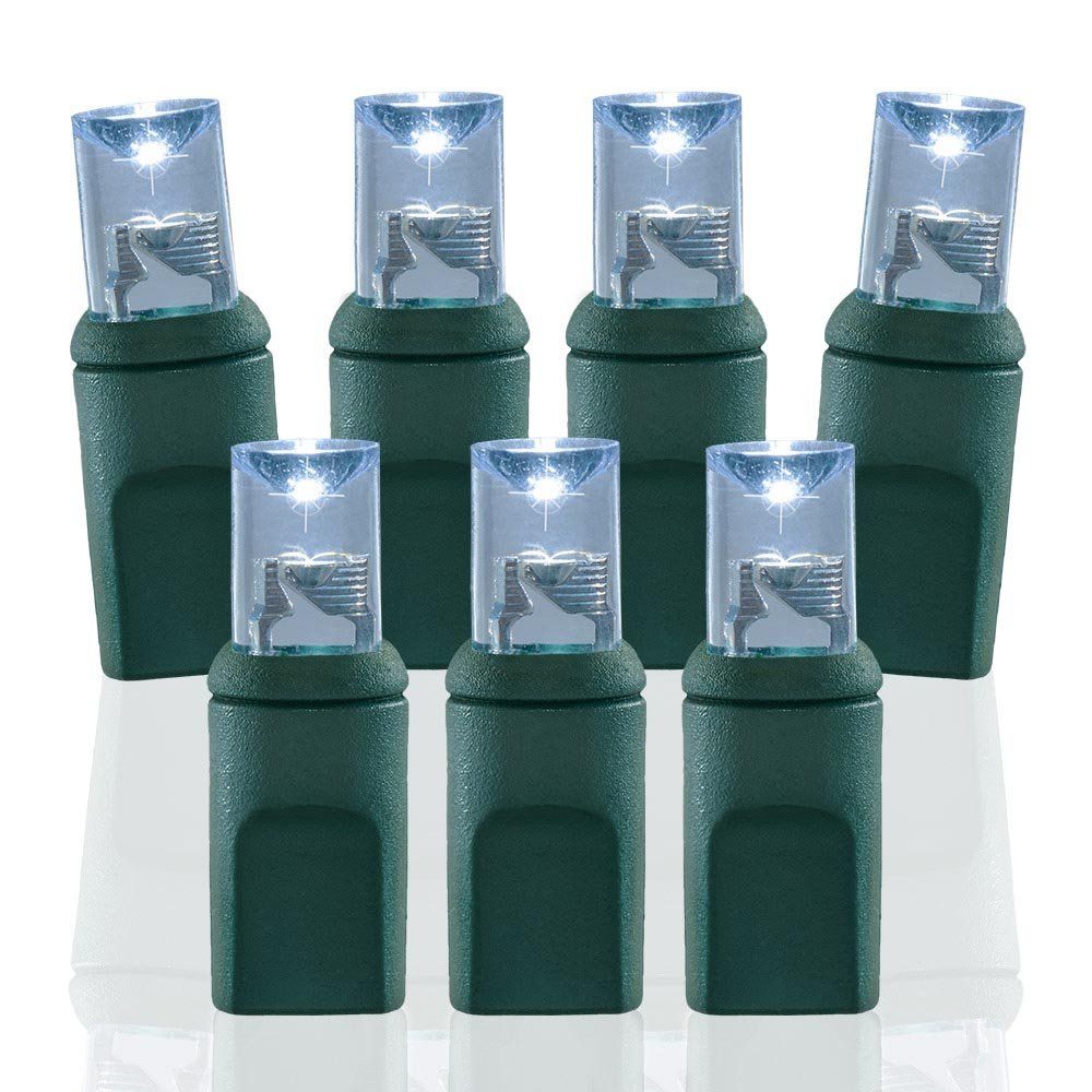 100 Light Pure White 5 mm Wide Angle Conical LED Christmas Lights ...